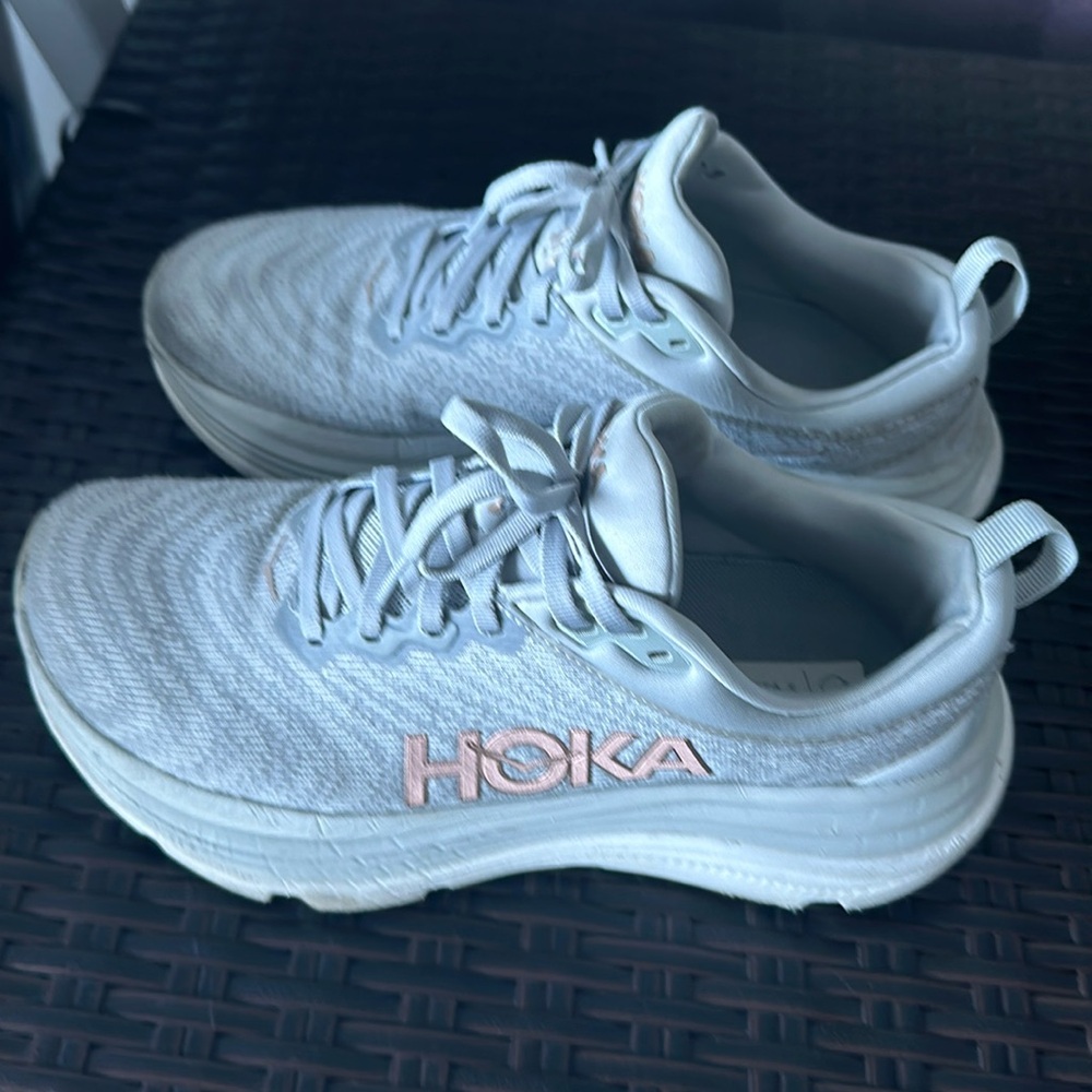 Hoka One One Women's Sneakers in Light Gray and Pink